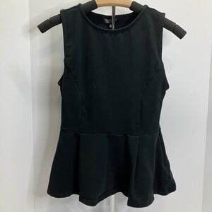 TopShop Womens Black Fitted Peplum Sleeveless Tank Top Shirt‎ S